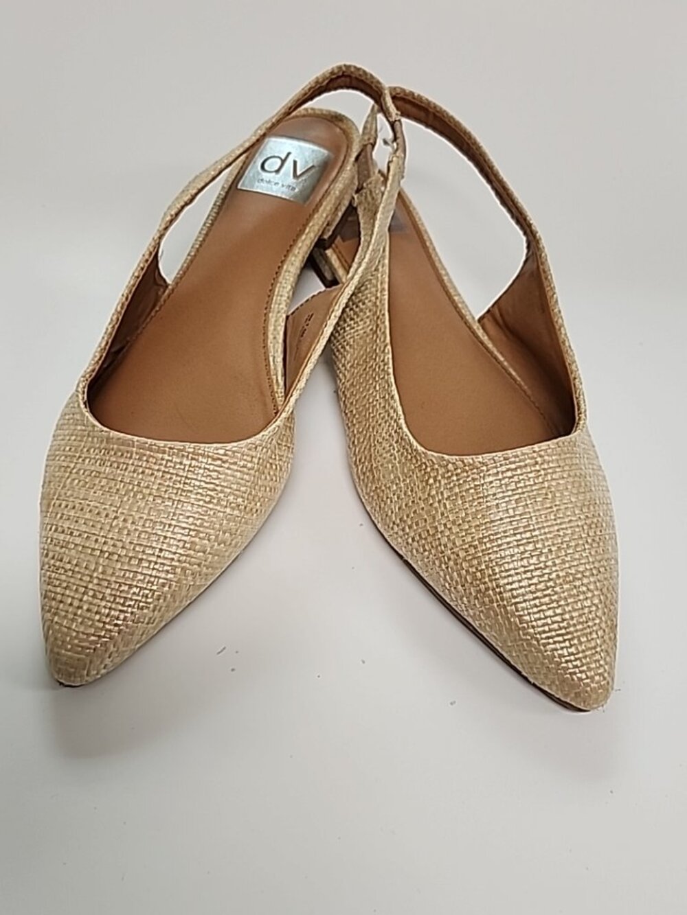 Dolce Vita Sling Back Pointed Toe Tan Woven Flats Sz 7.5M NWOT